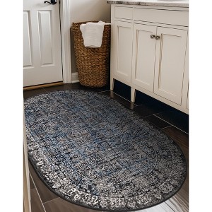 Unique Loom Aarhus Collection Area Rug - Tribal (3' 3" x 5' 3" Oval Gray/Blue) - 1 of 4