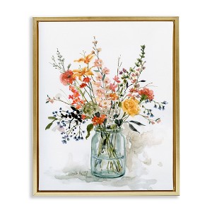 Stupell Industries Warm Summer Floral Bouquet Floating Frame Canvas Art - 1 of 4
