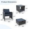 5-Piece Outdoor Seating Set, 2-Seater Conversation Set with Table and Ottoman, Wicker Chair with Iron Frame and Foam Cushions-Coolbibila - 3 of 4