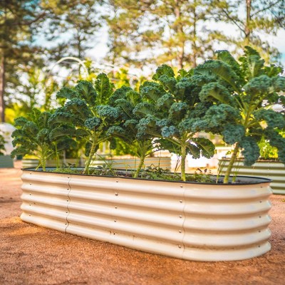 Pearl White 17" Tall Modular Metal Outdoor Raised Garden Bed