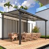 CLIHOME 12 ft. x 10 ft. Aluminum Sloped Roof Patio Cover Pergola with Retractable Polycarbonate Canopy for Outdoor Patio Shelter - 3 of 4