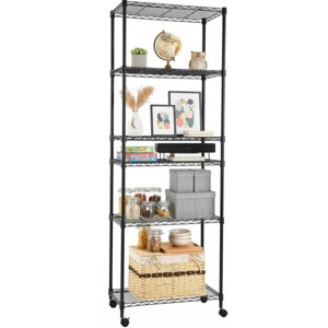 HOMDOX 5-Tier Wire Shelving 13.78"D x 23.23"W x 72.05"H Adjustable Metal Storage with Wheels & Hooks for Kitchen Bathroom Laundry,black - 1 of 4