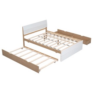 NicBex Full Size Wood Platform Bed with 1 Twin Size Trundle and 2 Drawers for Adults - 1 of 4