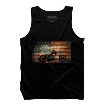 Men's Design By Humans July 4th American Vintage Motorcycle Flag By littlesenh1 Tank Top