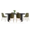 Modern 7-Piece Dining Set for 6,Black Wood Oval Dining Table with Linen Dining Chairs with Metal Legs for Dining Room,Kitchen Furniture-Tanpinhause - 2 of 4