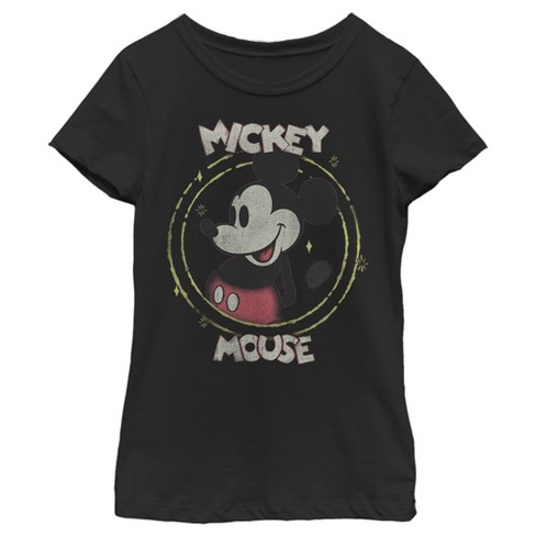 Girl's Disney Mickey Mouse Classic Circle Distressed T-shirt : Target