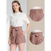 Allegra K Women's High Waist Trendy Bowknot Tie PaperBag Summer Shorts with Pockets - 2 of 4