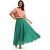 Women's Bohemian Cotton Linen Maxi Skirt - Long Flowy Casual for Summer Beach Holiday Grass Green - 3 of 4