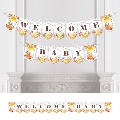 Big Dot of Happiness Fall Foliage Baby - Autumn Leaves Baby Shower Bunting Banner - Party Decorations - Welcome Baby