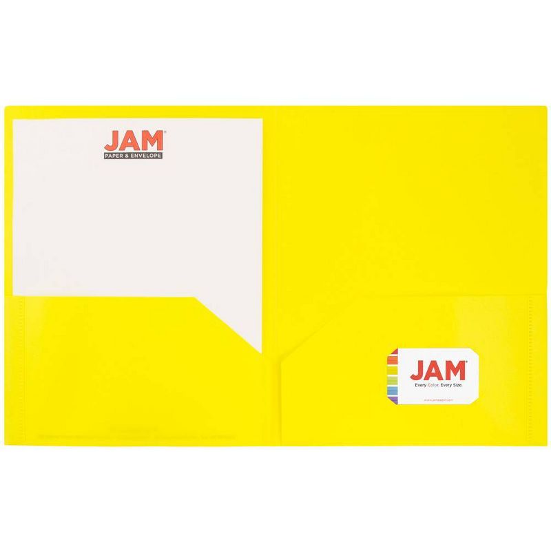 JAM 6pk POP 2 Pocket School Presentation Plastic Folders Yellow, 4 of 7
