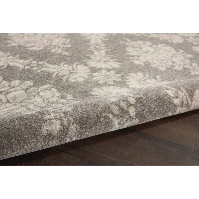 Elegant Floral Lattice Grey/Pink Synthetic Area Rug 5'3" x 7'3"