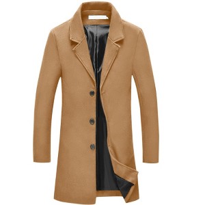 Lars Amadeus Men's Classic Solid Slim Fit Notch Lapel Single Breasted Overcoat - 1 of 4