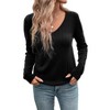 Coolmee Women's Long Sleeve Cable Knit Sweater Fall Fashion V Neck Fitted Pullover Top Business Casual Work Fall Outfits - 2 of 4