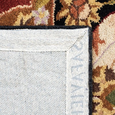 Handmade Round Red and Black Wool Tufted Rug