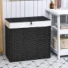 Tangkula Laundry Hamper 125L 3 Sections Clothes Hamper with Lid Wheels 2 Removable and Washable Liner Bags Divided Laundry Basket with Handles Black - 3 of 4