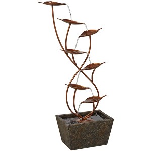 Ashton Curved Leaves 41" High Large Modern Indoor Outdoor Decor Copper Resin Floor Fountain Waterfall Outside Garden Patio Yard - 1 of 4