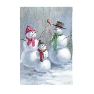 Evergreen Garden Flag Snowman Family Lustre Double Sided Indoor Outdoor Decor 18" x 12.5" - 1 of 1