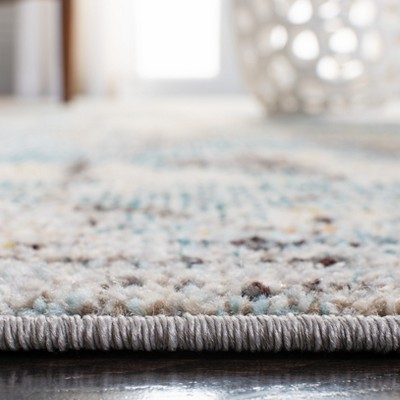 Elysian Grey-Blue Hand-Knotted 59" Round Synthetic Area Rug