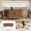 42.5" Mid Century Modern Oval Coffee Table with Charging Station,Fluted Sliding Tambour Door for Living Room-Baofuwish - 2 of 4