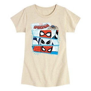 Girls' - Marvel - Friendly Neighborhood Spider-Man Masks Fitted Short Sleeve Graphic T-Shirt - 1 of 4