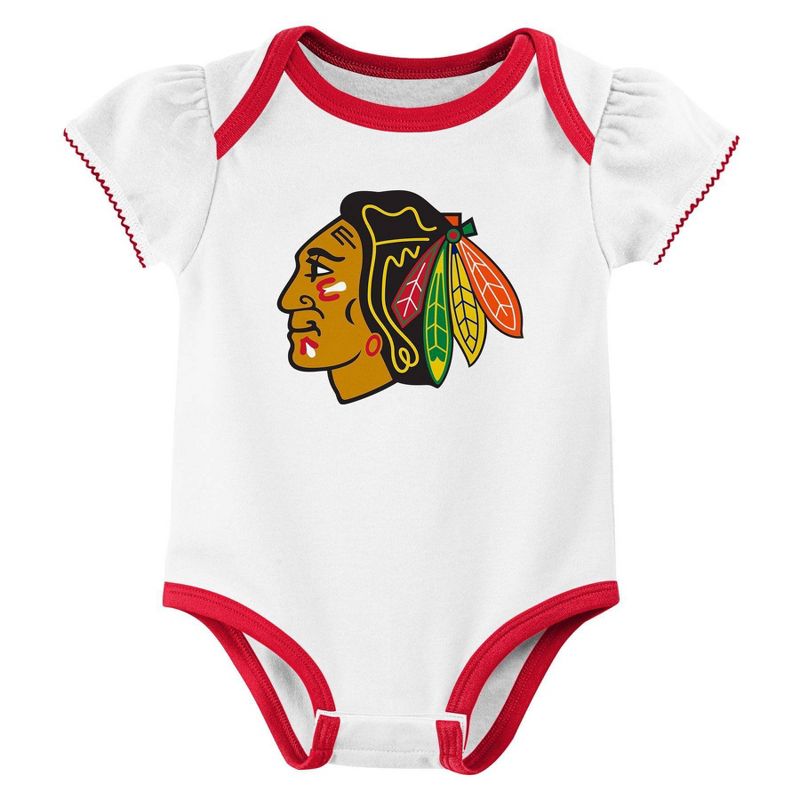 NHL Chicago Blackhawks Infant Girls&#39; 3pk Bodysuit, 2 of 5