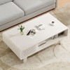 SEVOBAL Coffee Table End Table Modern Table with Storage Mid Century Farmhouse Wood Coffee Table Tables Living Room Stand, White, 23.6"*43.3"*15.7" - 2 of 4
