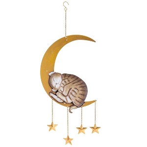 Wind & Weather Lighted Hanging Metal Moon with Animals Indoor/Outdoor Decoration - Cat - 1 of 4
