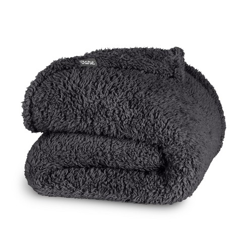 Forged Iron Grey - Solid King Cozy Faux Shearling Bed Blanket By Bare ...