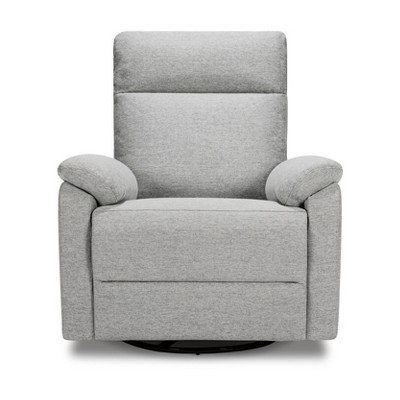 Frost Grey Swivel Recliner with Wood Base
