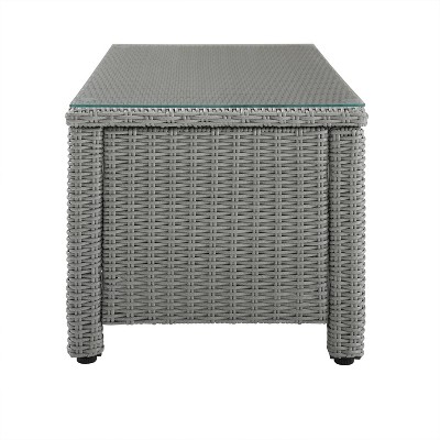 Bradenton Gray Wicker Outdoor Coffee Table with Glass Top