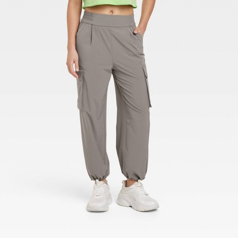 Women's Cinch Hem Woven Cargo Pants - JoyLab™ Dark Gray M