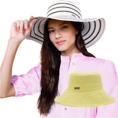 Nicole Miller New York Women 2 pack Bucket Straw Sun Hat
