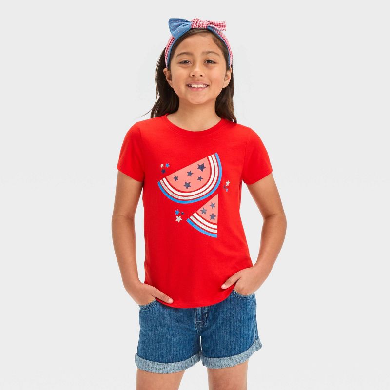 Girls&#39; Short Sleeve &#39;Watermelon&#39; Graphic T-Shirt - Cat &#38; Jack&#8482; Red, 1 of 5