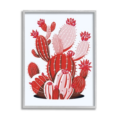 Stupell Industries Modern Red Cacti Framed Giclee Art