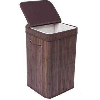 BirdRock Home Bamboo Square Laundry Hamper with Lid and Cloth Liner - Espresso