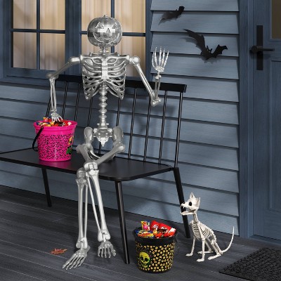 60" Poseable Pumpkin Skeleton Halloween Decorative Prop Silver Disco - Hyde and EEK! Boutique™