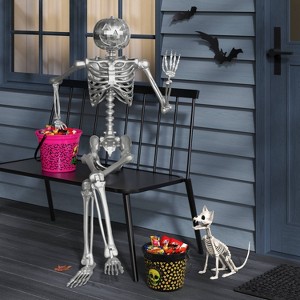 60" Poseable Pumpkin Skeleton Halloween Decorative Prop Silver Disco - Hyde and EEK! Boutique™ - 1 of 3