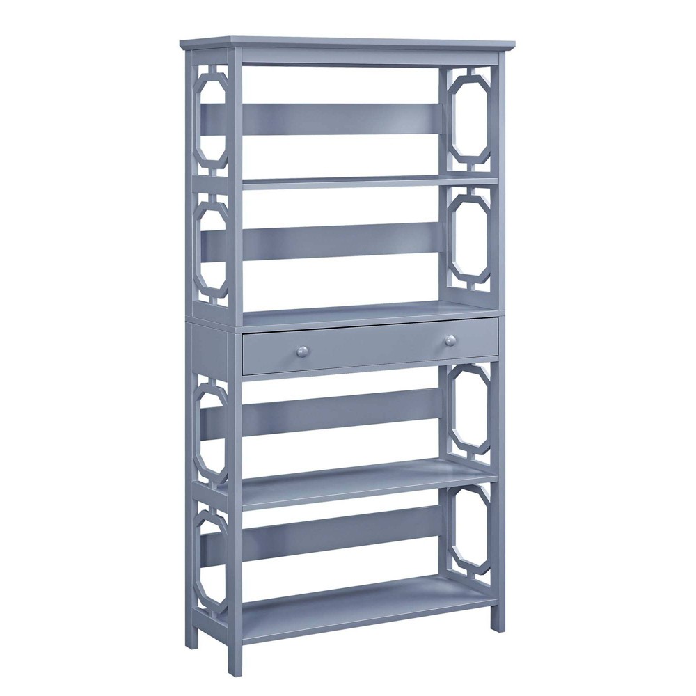 Photos - Wall Shelf 59.75" Omega 5 Tier Bookcase with Drawer Gray - Breighton Home