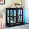 KWPZQEB Accent Cabinet with 2 Glass Doors, Farmhouse Display Cabinet with Adjustable Shelves, Buffet Sideboard, Wooden Floor Cabinet for Home - 3 of 4