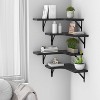 Attop Corner Floating Shelves Wall Mounted Set of 4, Rustic Wood Storage Display Wall Shelves for Home Decor, Bathroom, Kitchen, Bedroom - 4 of 4