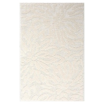 Cream Floral Patterned Synthetic 2x3 Area Rug