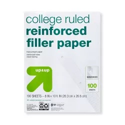 100ct College Ruled Reinforced Filler Paper - up & up™
