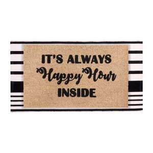 A1HC 100% Coir Welcome Mat with Black and White Striped Rug Combo Sets - 1 of 4