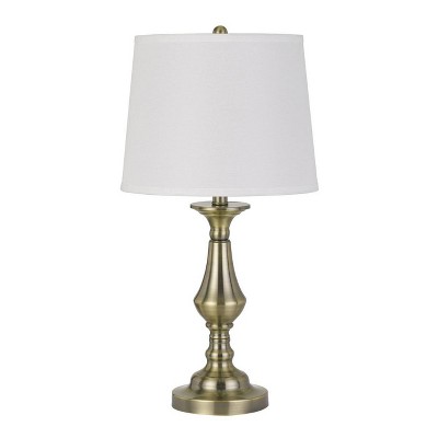 25.5" Metal Alcoy Table Lamp with Taper Drum Hardback Shade Antique Brass - Cal Lighting