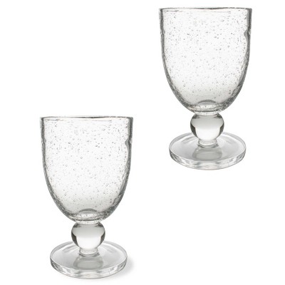 TAG Bubble Glass Goblet Single 10 Oz Beverage Glassware For Dinner Party Wedding Bar Set 2