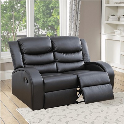 MAYEERTY Power Recliner Sofa, Breathable Leather Reclining Loveseat Sofa with Storage & Reversible Table for Living Room, Black