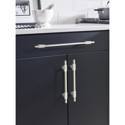 Polished Nickel Modern Bar Cabinet Pull with Mounting Hardware