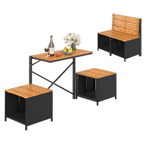 Tangkula Outdoor Convertible Bench 2-in-1 Transforming Picnic Table & Chairs Set w/ Storage - 1 of 4