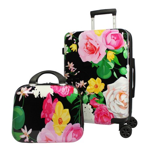 TRAVEL!!!!Luggage deals set Grey floral print soft shell 6 pieces