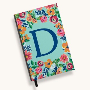Personalization Mall Flowery Initial Journal, Blue Aqua - 1 of 4